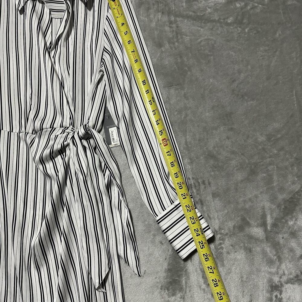 Worthington Striped Wrap Midi Dress Womens Sz S White Slinky Elegant Office Wear - Picture 5 of 9